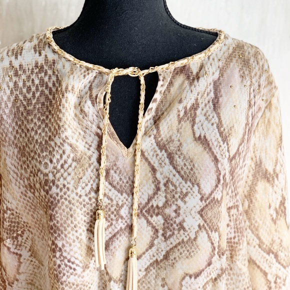 Cache sheer snake print blouse Sz M - Picture 3 of 7